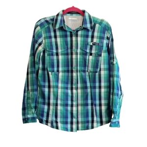 Columbia Women's Button Down Shirt, Long-Sleeved, Omni-Shade, Super Bonehead (M)